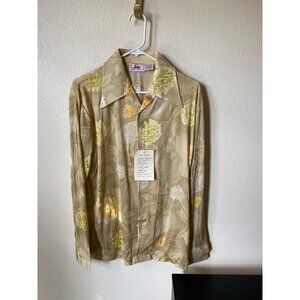 Stagecoach 1970s Vintage Men’s Disco Floral Button Down Shirt Size L